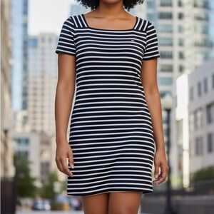 Saint James Black and White Striped stretch jerseys dress Large